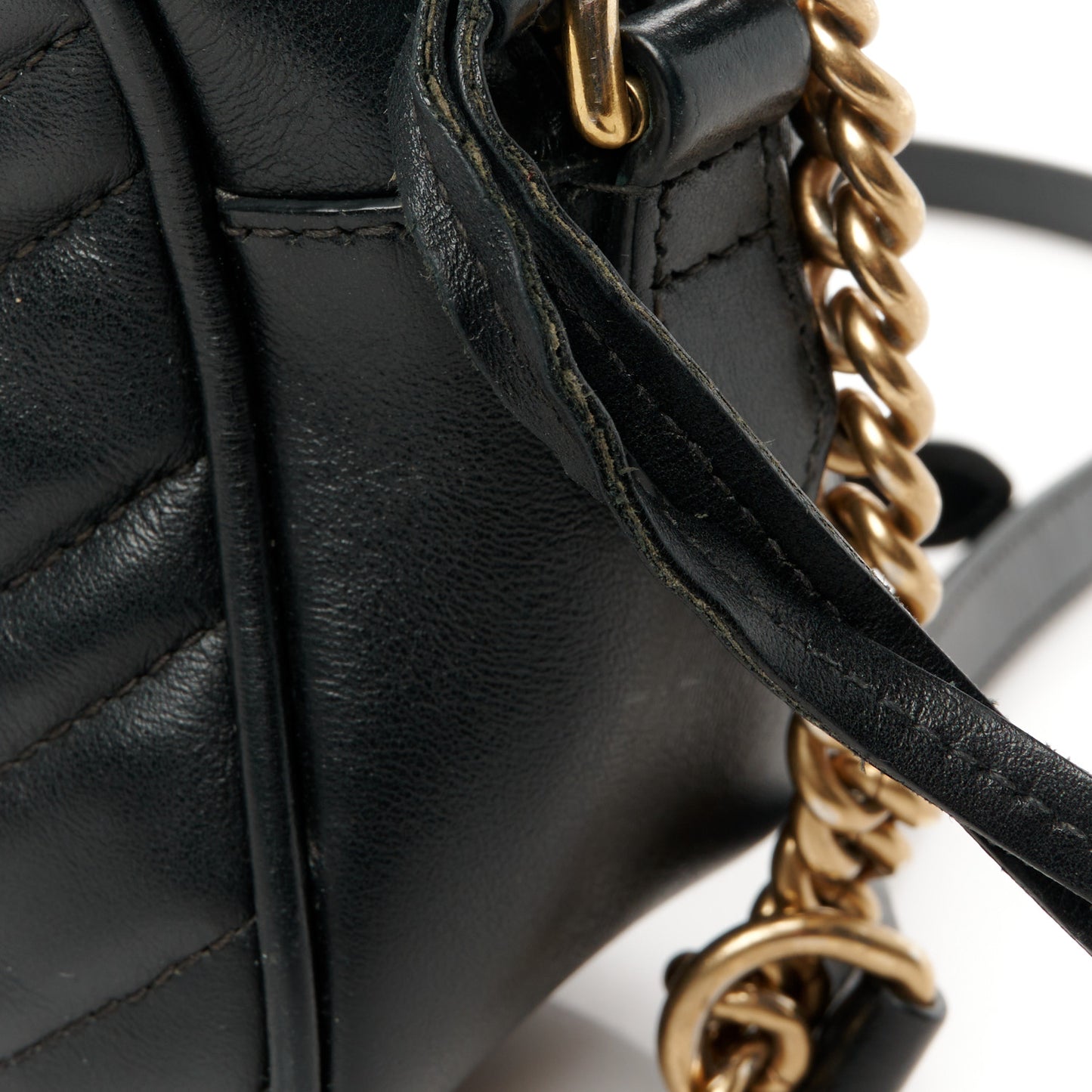 Calfskin Matelasse Small GG Marmont Chain Shoulder Bag Black