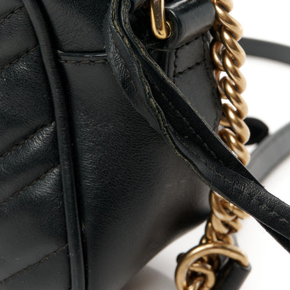 Gucci Calfskin Matelasse Small GG Marmont Chain Shoulder Bag Black 14 of 15