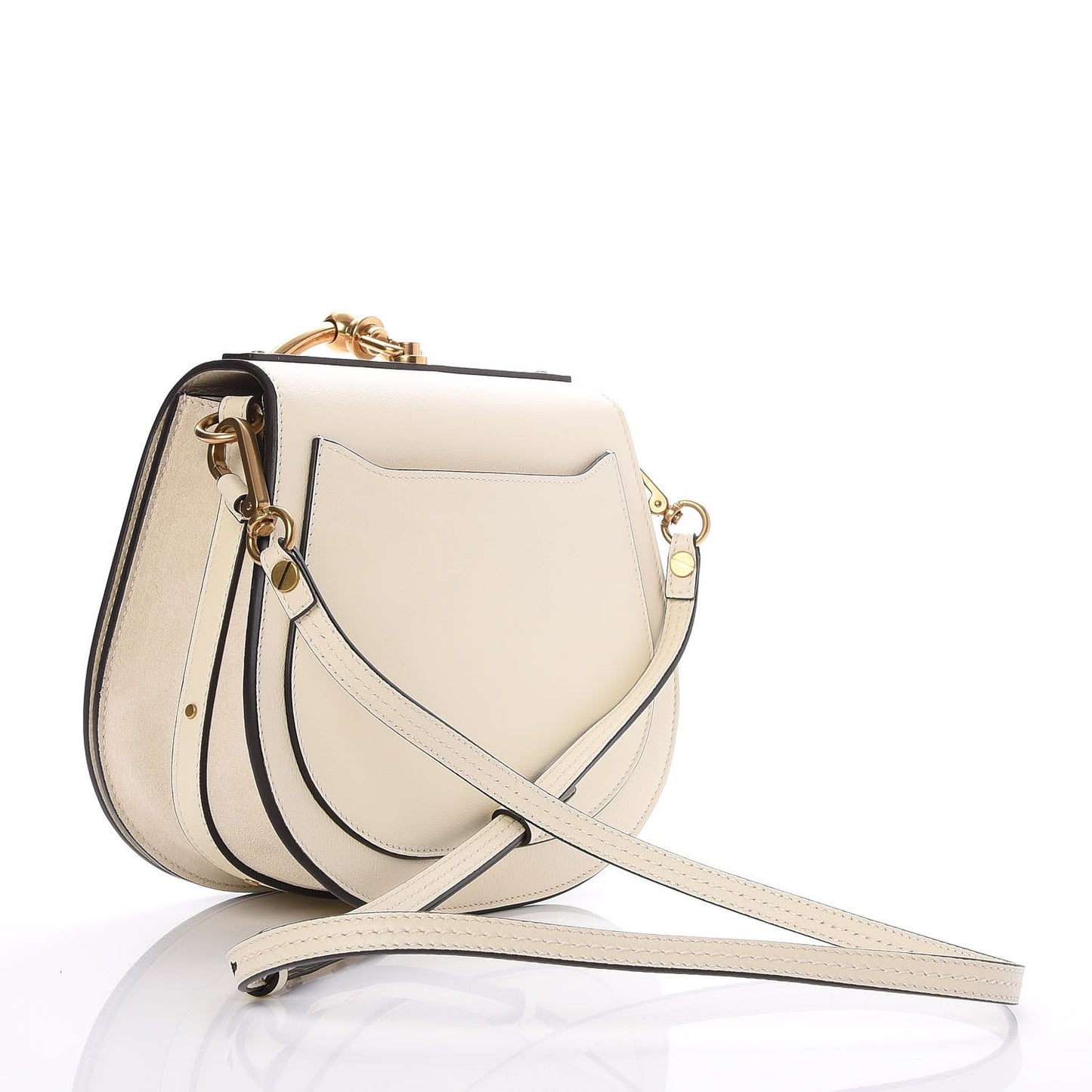 Calfskin Suede Medium Nile Bracelet Bag Off White