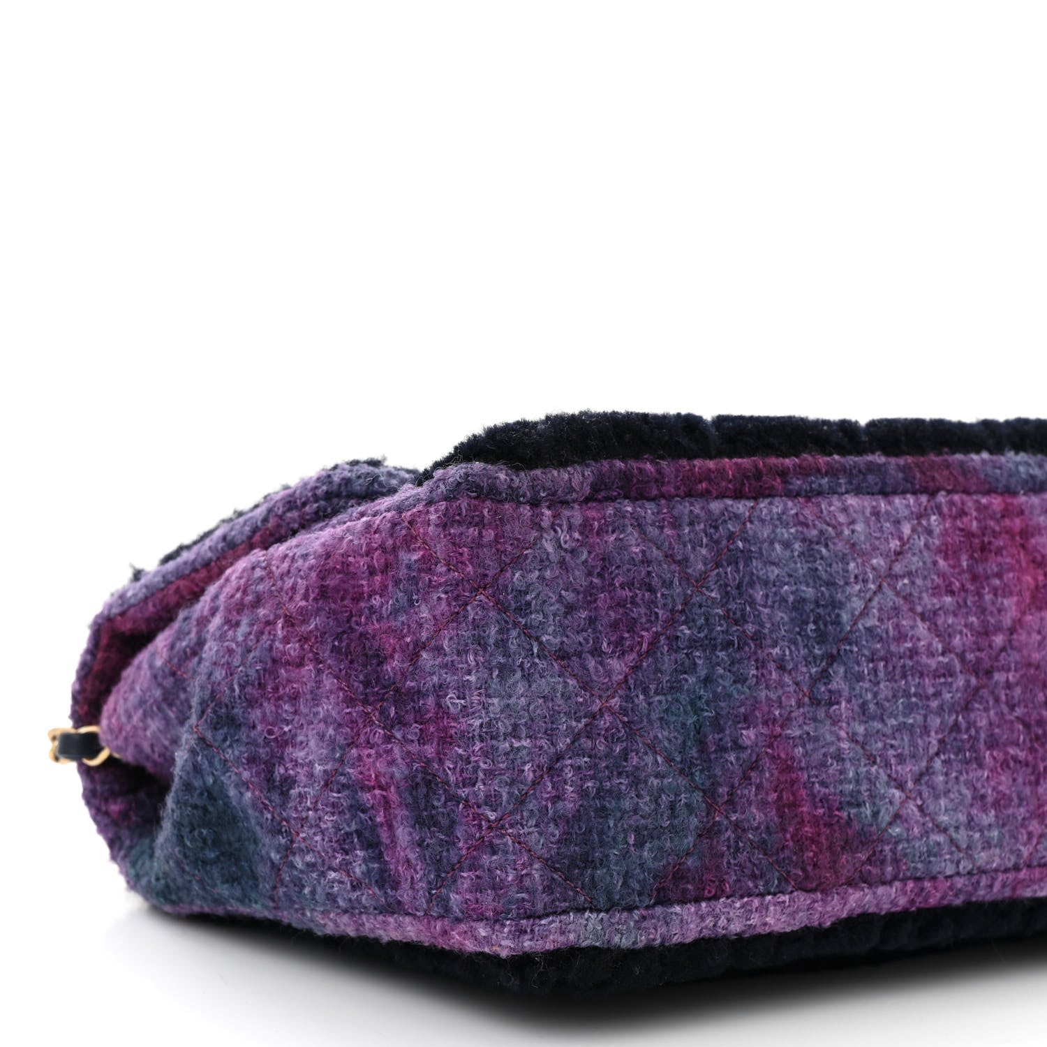 Chanel Shearling Tweed Jumbo Single Flap Navy Purple 9 of 10