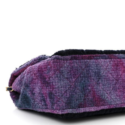 Chanel Shearling Tweed Jumbo Single Flap Navy Purple 9 of 10