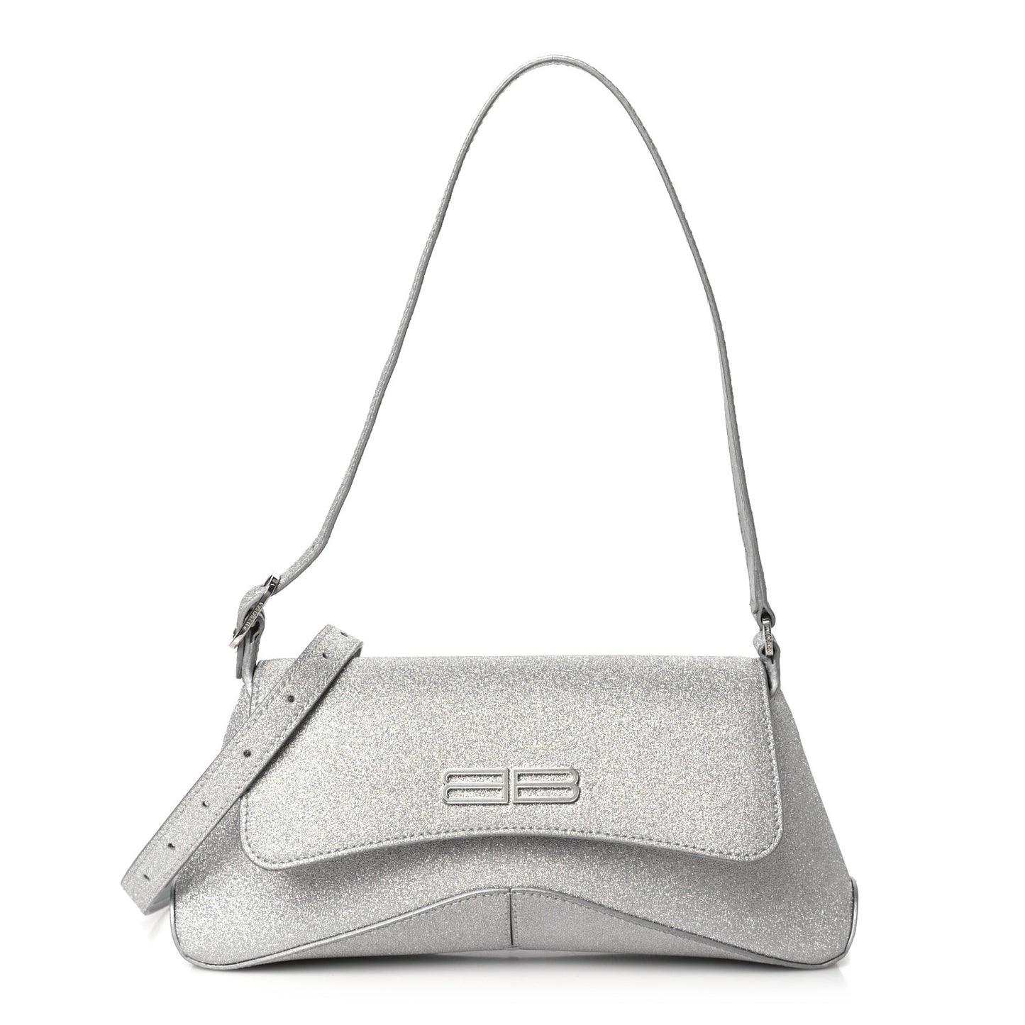 Sparkling Fabric Small XX Flap Stretch Bag Silver