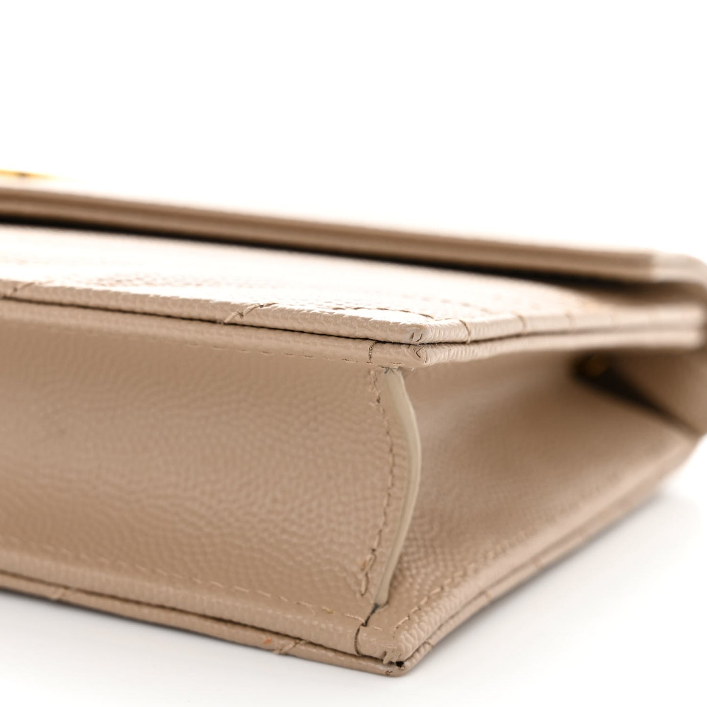 Grain De Poudre Matelasse Chevron Monogram Envelope Chain Wallet Dark Beige
