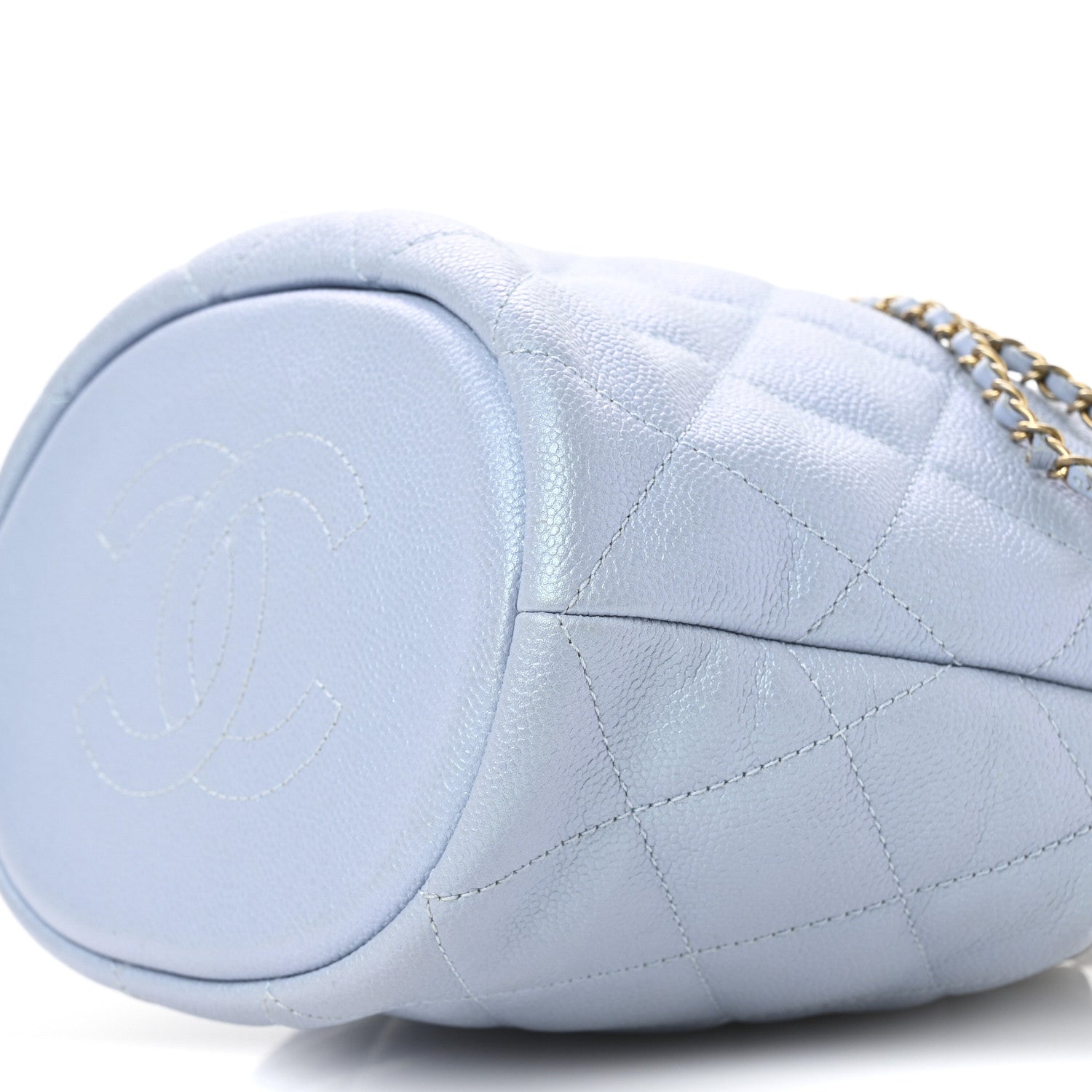 Chanel Iridescent Caviar Quilted My Perfect CC Bucket Drawstring Bag Light Blue 10 of 11