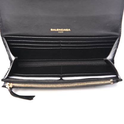 Balenciaga Calfskin Crocodile Classic Hardware Embossed Money Wallet Black 4 of 6