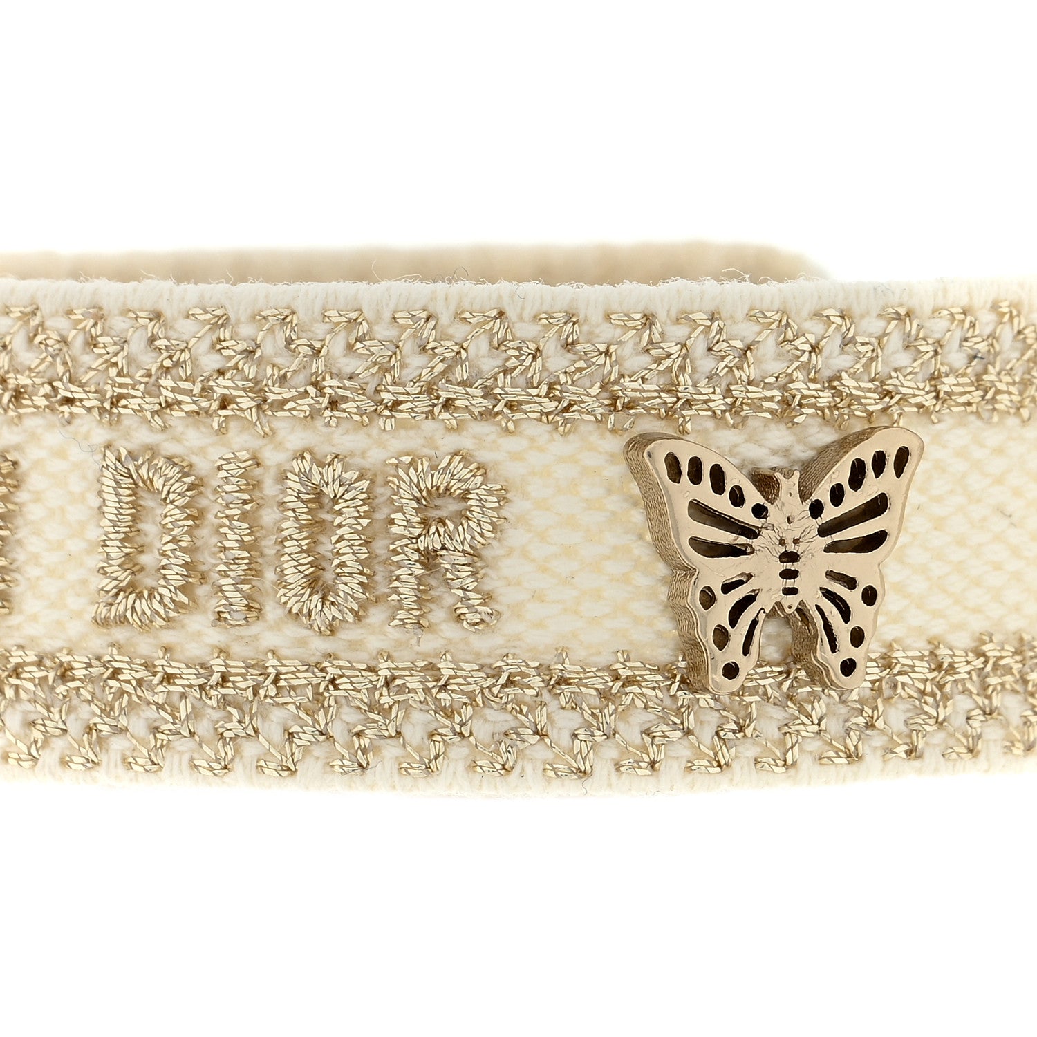 Christian Dior Woven Cotton Butterfly J'Adior Friendship Bracelet Gold 3 of 3