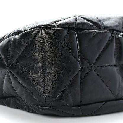 Prada Nappa Triangle Stitched Patchwork Large Zippered Hobo Bag Black 7 of 8