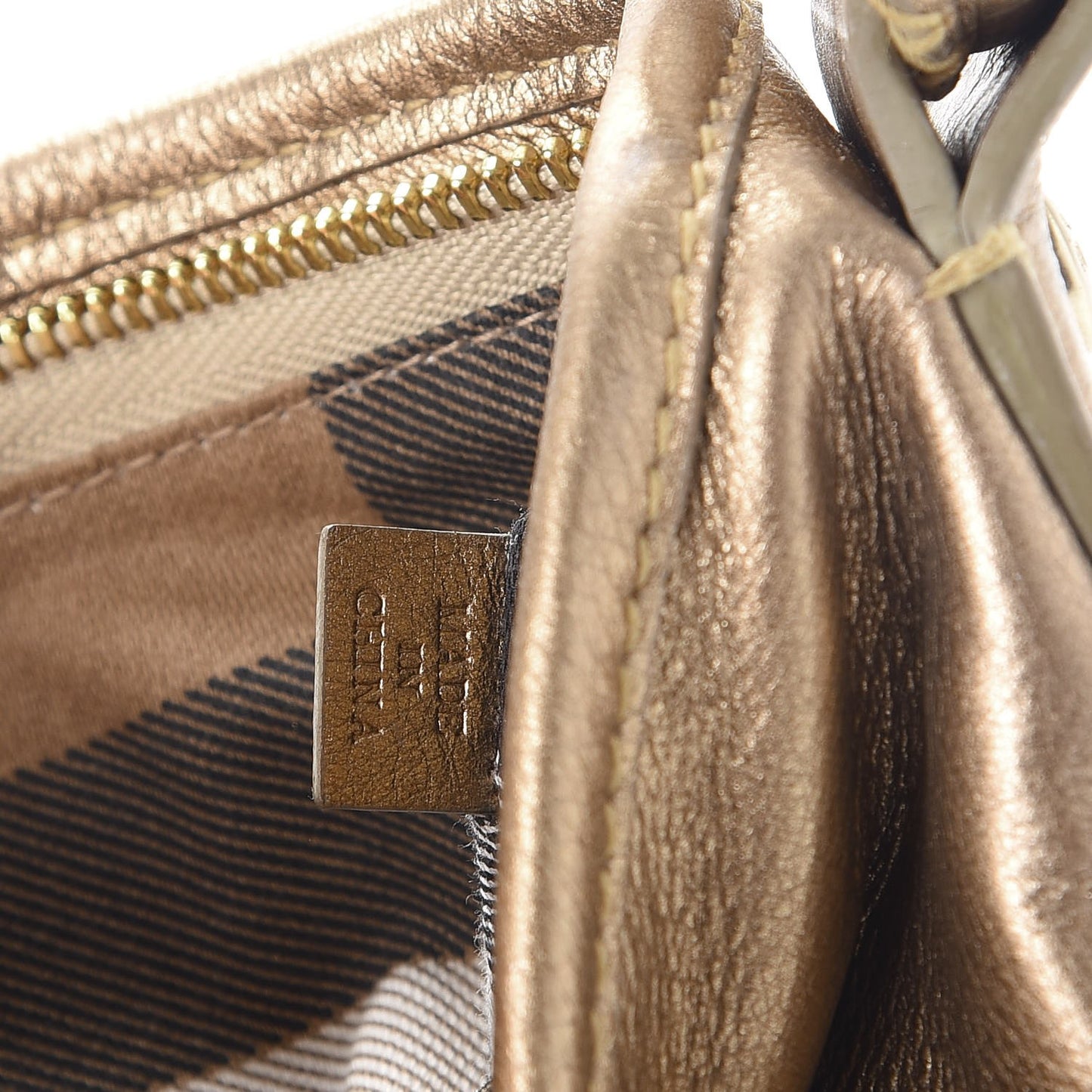 Metallic Grainy Calfskin Hobo Gold