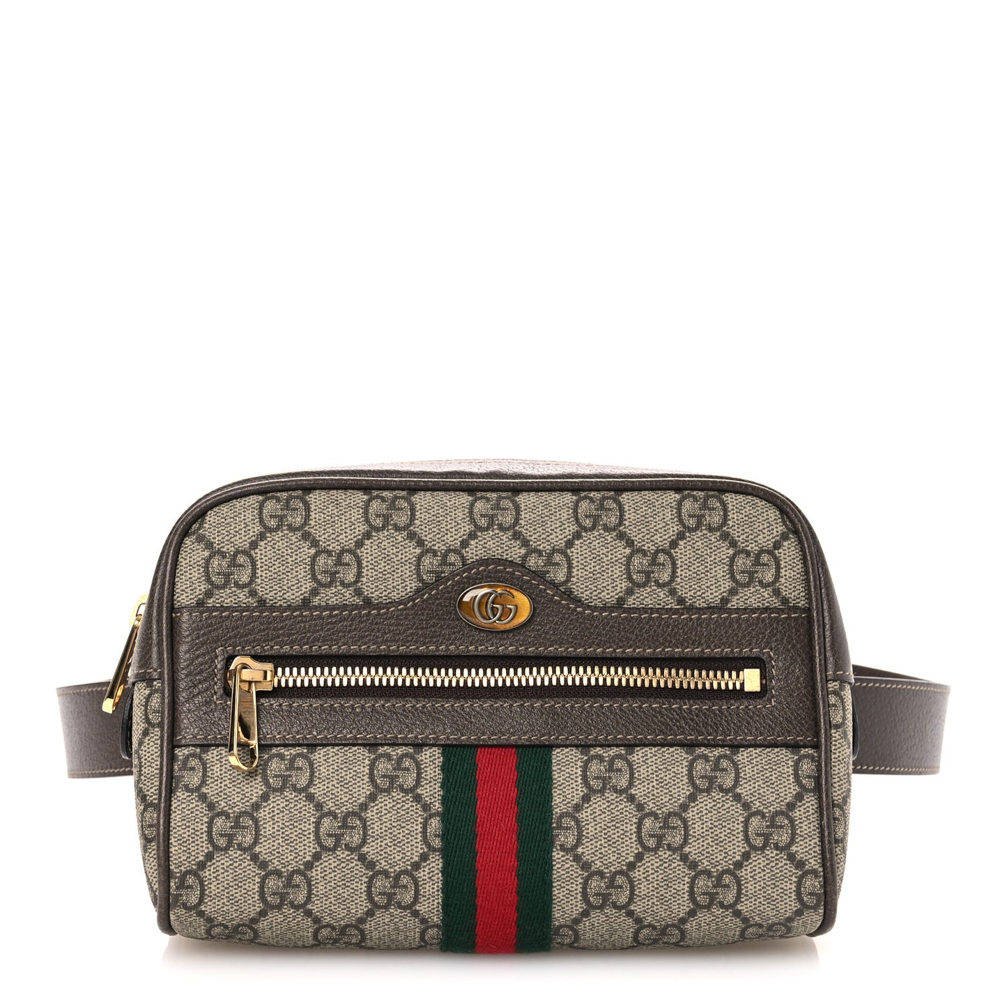 GG Supreme Monogram Web Small Ophidia Belt Bag 75 30 Dark Brown
