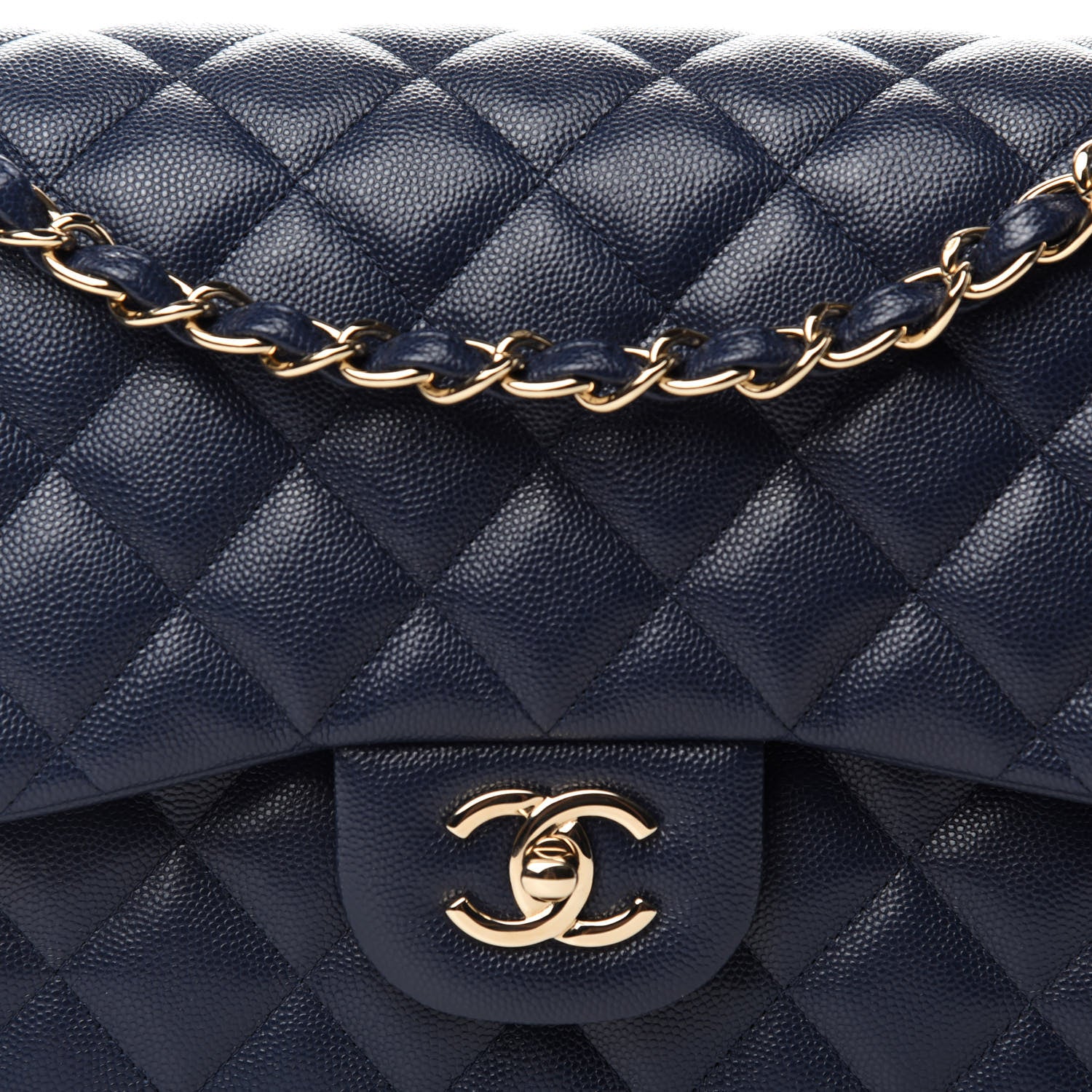 Chanel Caviar Quilted Jumbo Double Flap Navy Blue 10 of 11