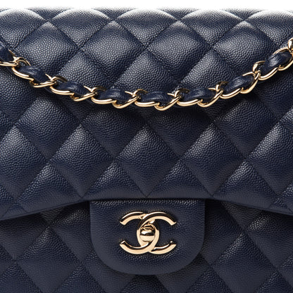 Chanel Caviar Quilted Jumbo Double Flap Navy Blue 10 of 11