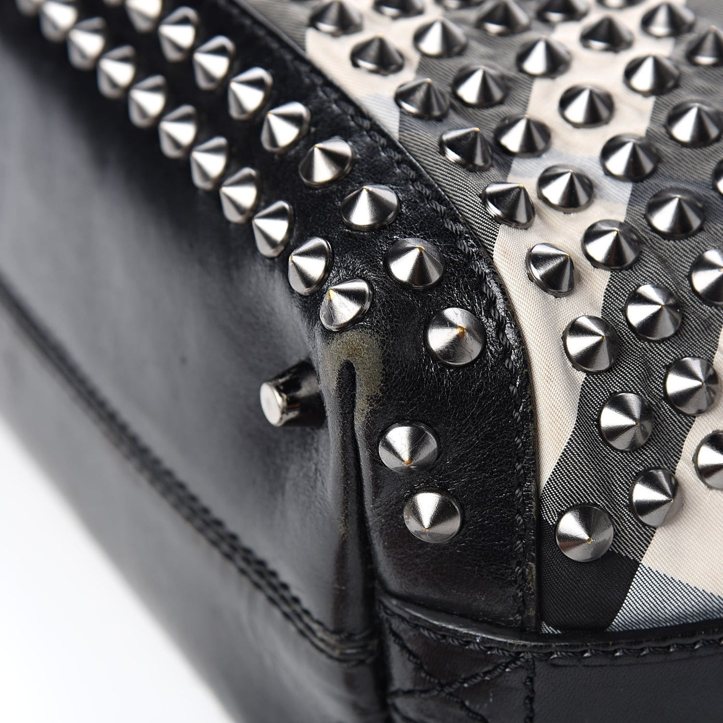 Nylon Beat Check Studded Hobo Black