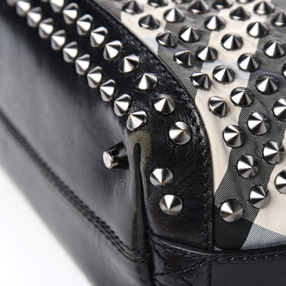 Burberry Nylon Beat Check Studded Hobo Black 15 of 22
