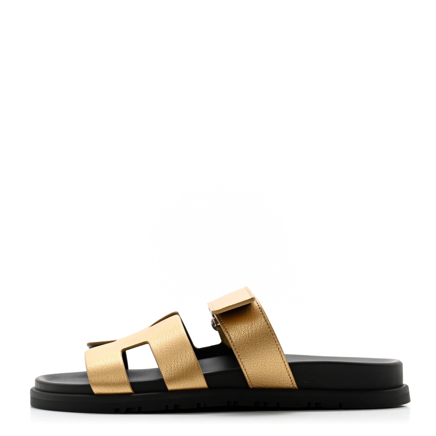 Hermes Metallic Goatskin Womens Chypre Sandals 38.5 Dore 1 of 9