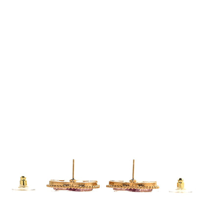 Chanel Enamel CC Earrings Gold Pink 3 of 5