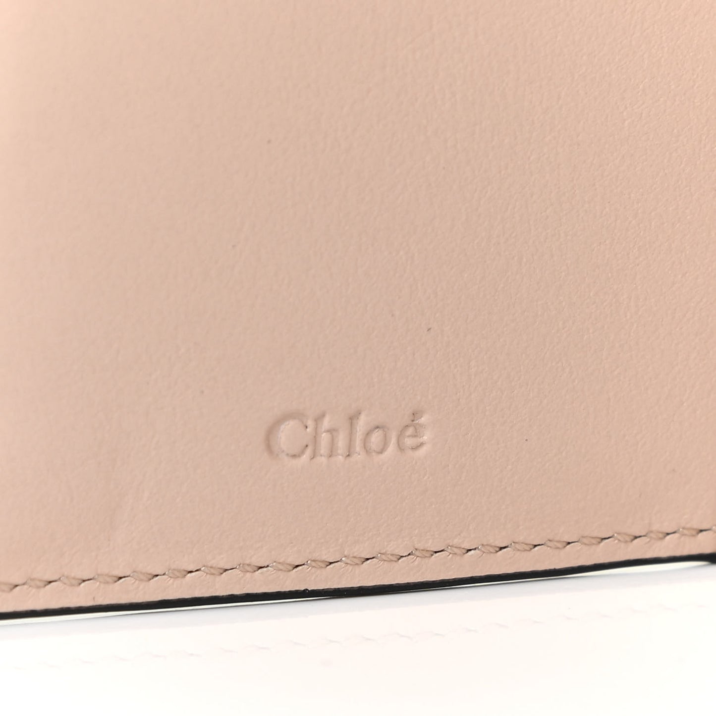 Calfskin Alphabet Compact Wallet Blush Nude