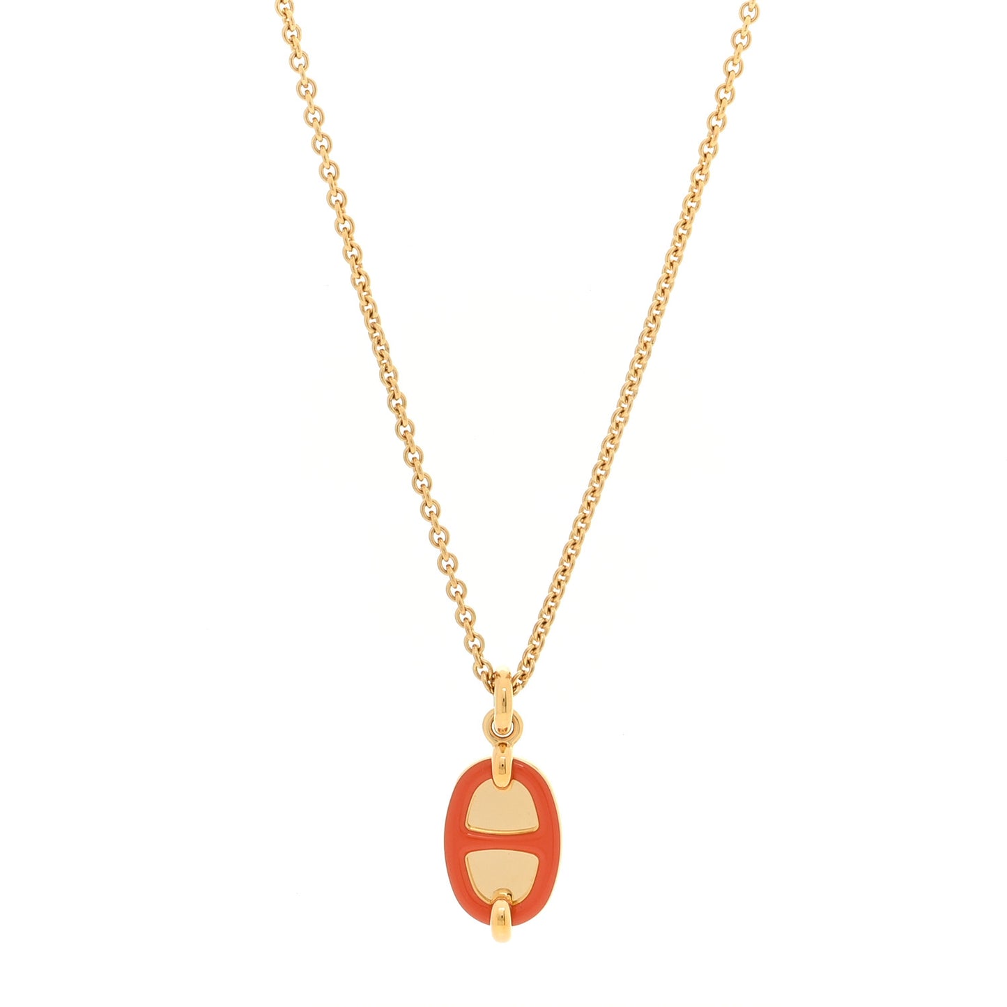 Metal Enamel Mini Maillon Pendant Necklace Orange Passion
