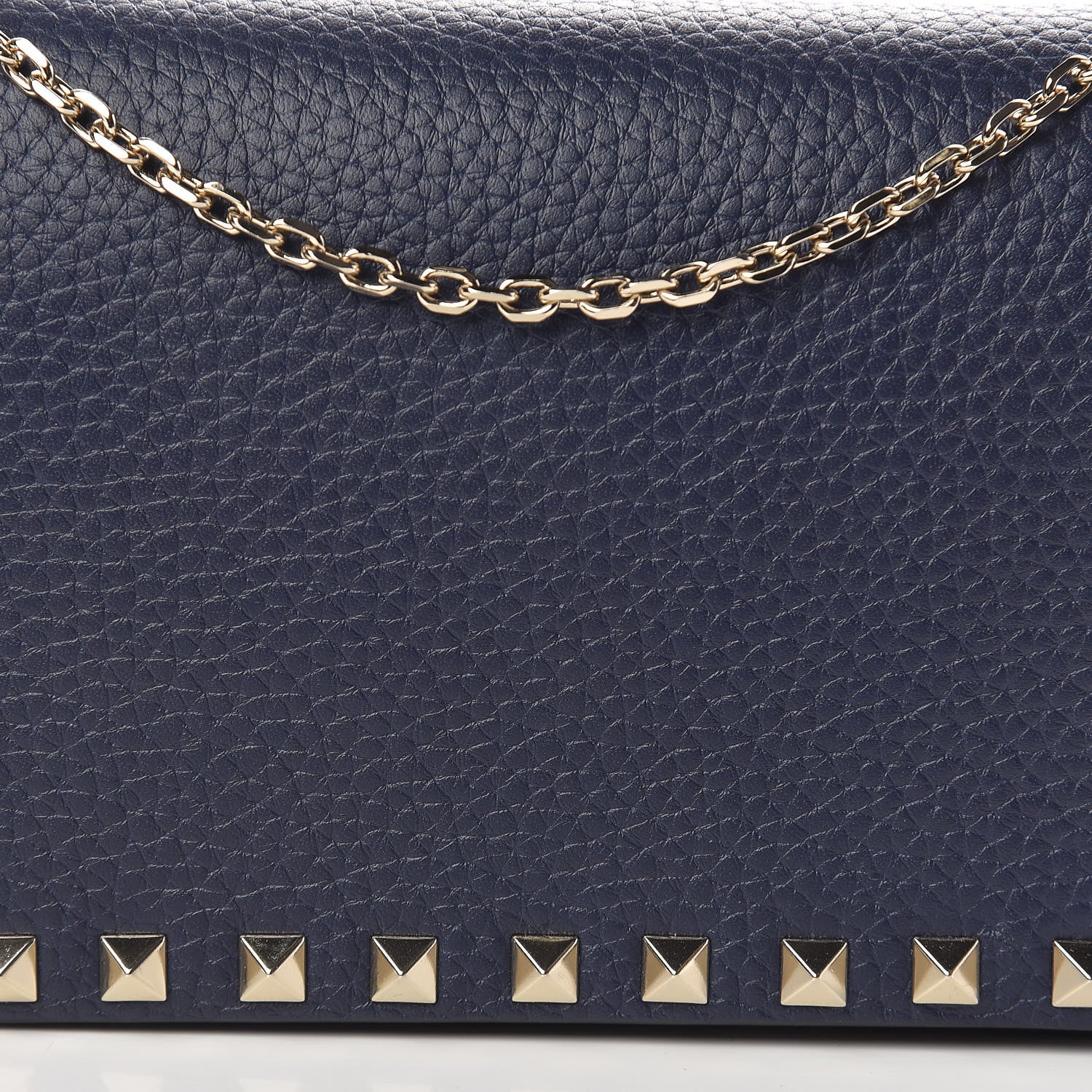 Valentino Garavani Grained Calfskin Rockstud Wallet on Chain Pure Blue 7 of 9