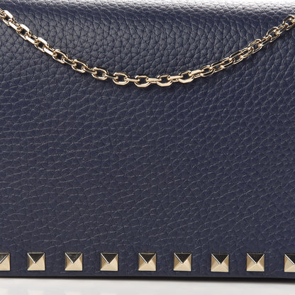 Valentino Garavani Grained Calfskin Rockstud Wallet on Chain Pure Blue 7 of 9
