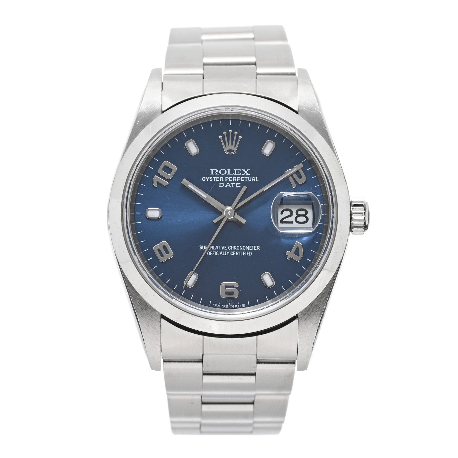 Rolex Stainless Steel 34mm Oyster Perpetual Date Watch Blue 15200 1 of 4
