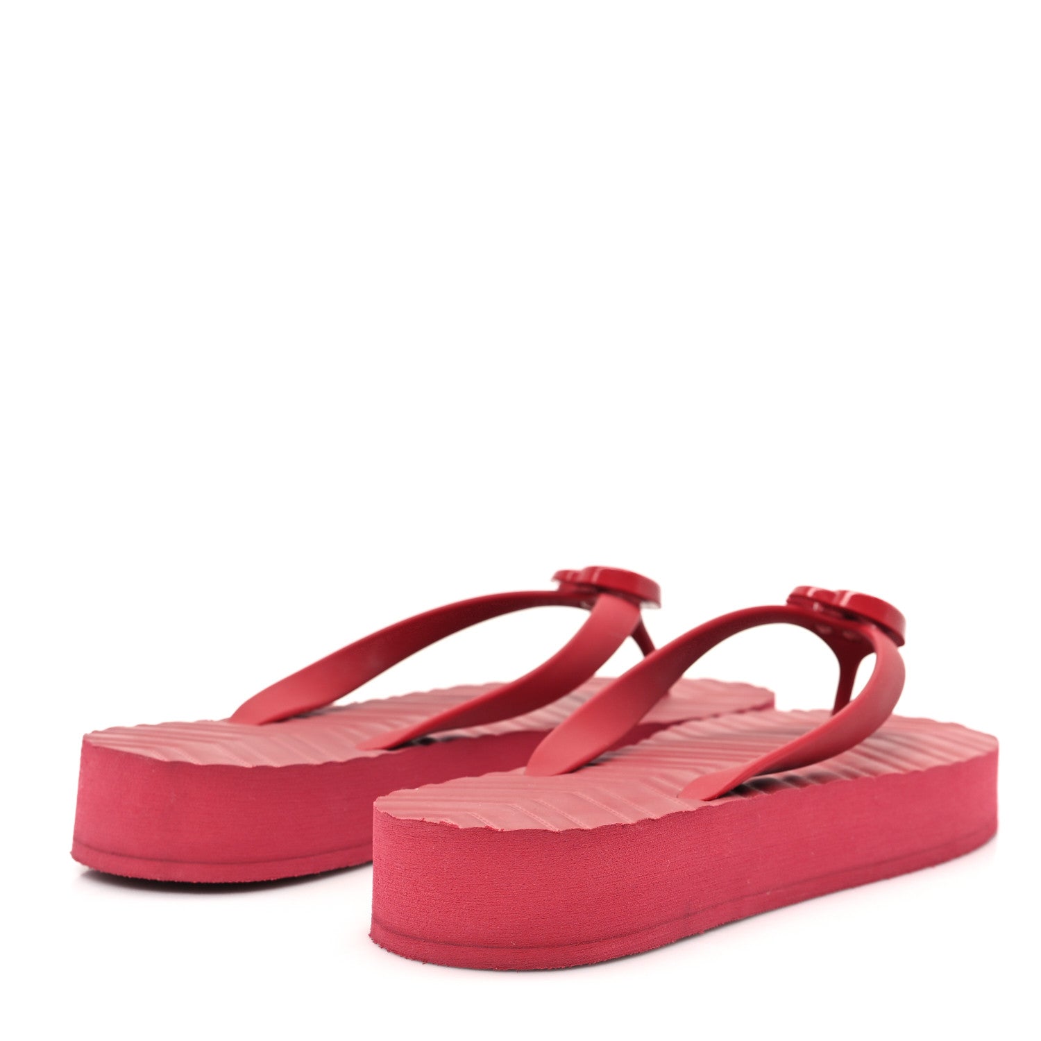 Gucci Rubber Chevron Womens GG Thong Sandals 40 Red 5 of 9
