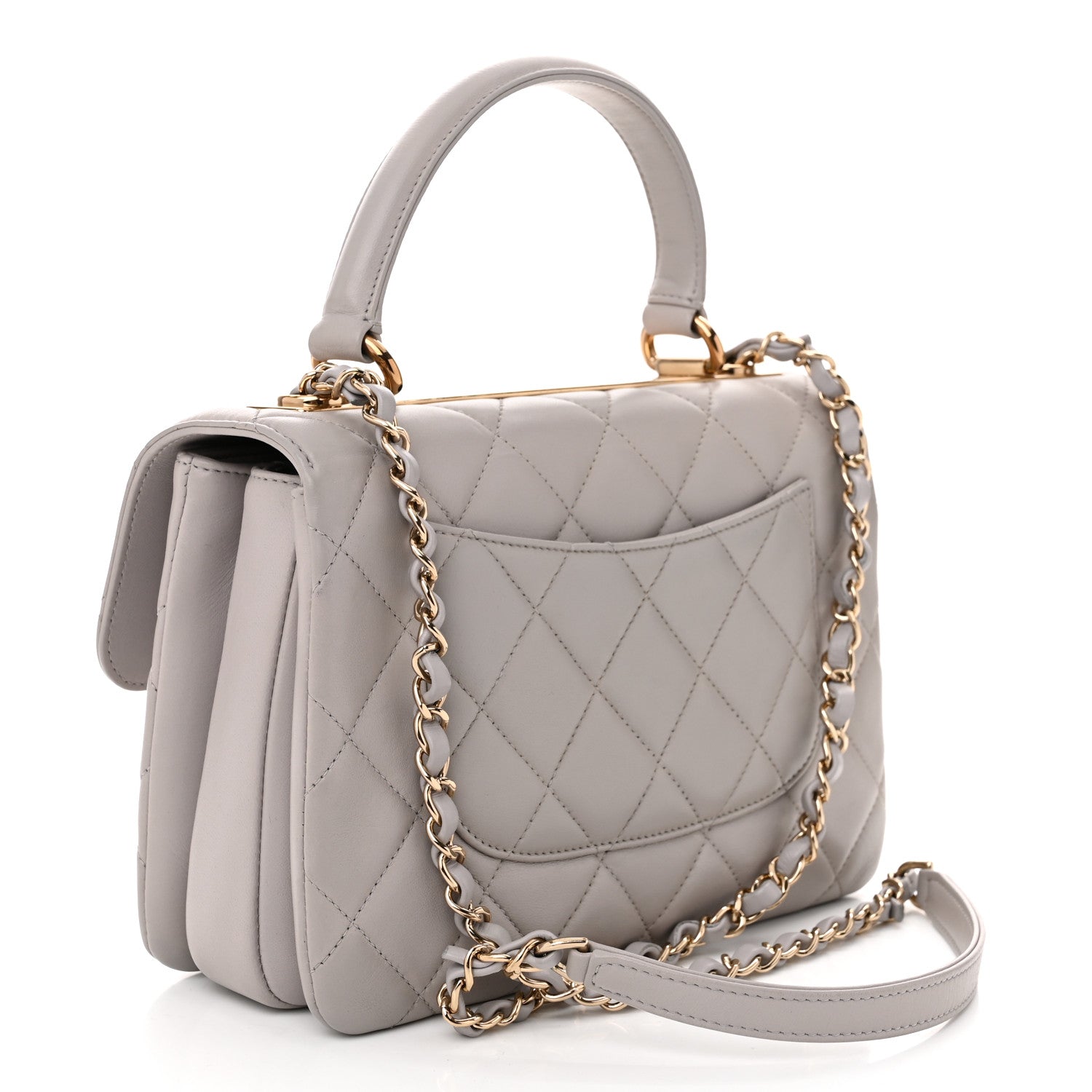 Chanel Lambskin Quilted Small Trendy CC Flap Dual Handle Bag Light Grey 3 of 11