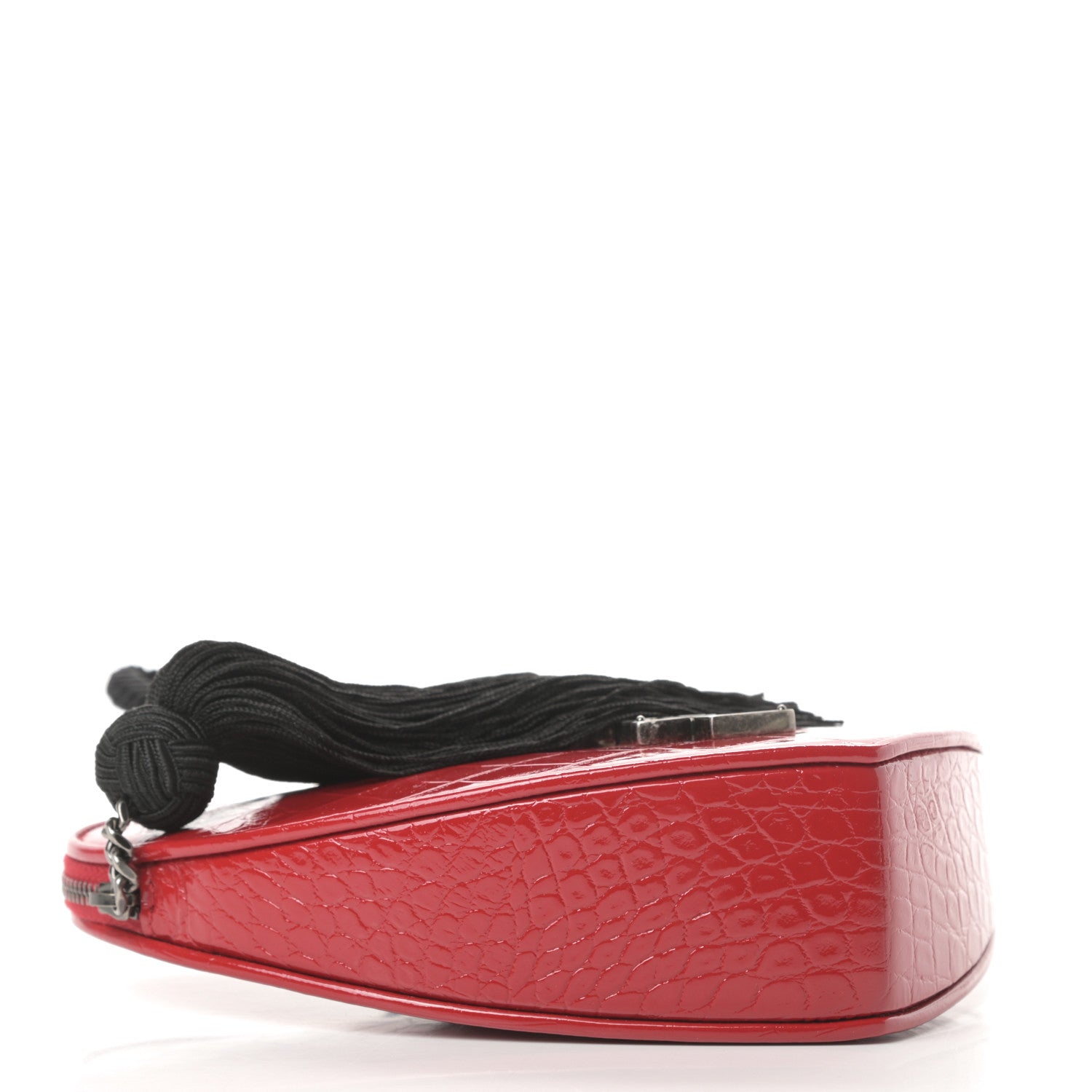 Saint Laurent Patent Crocodile Embossed Sac Coeur Heart Shaped Clutch Red 4 of 7