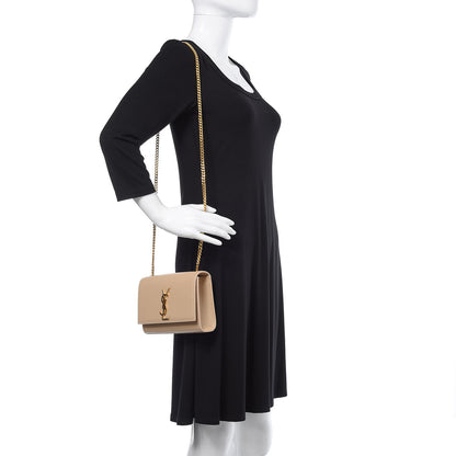 Saint Laurent Grain De Poudre Small Monogram Kate Satchel Nude Powder 2 of 9