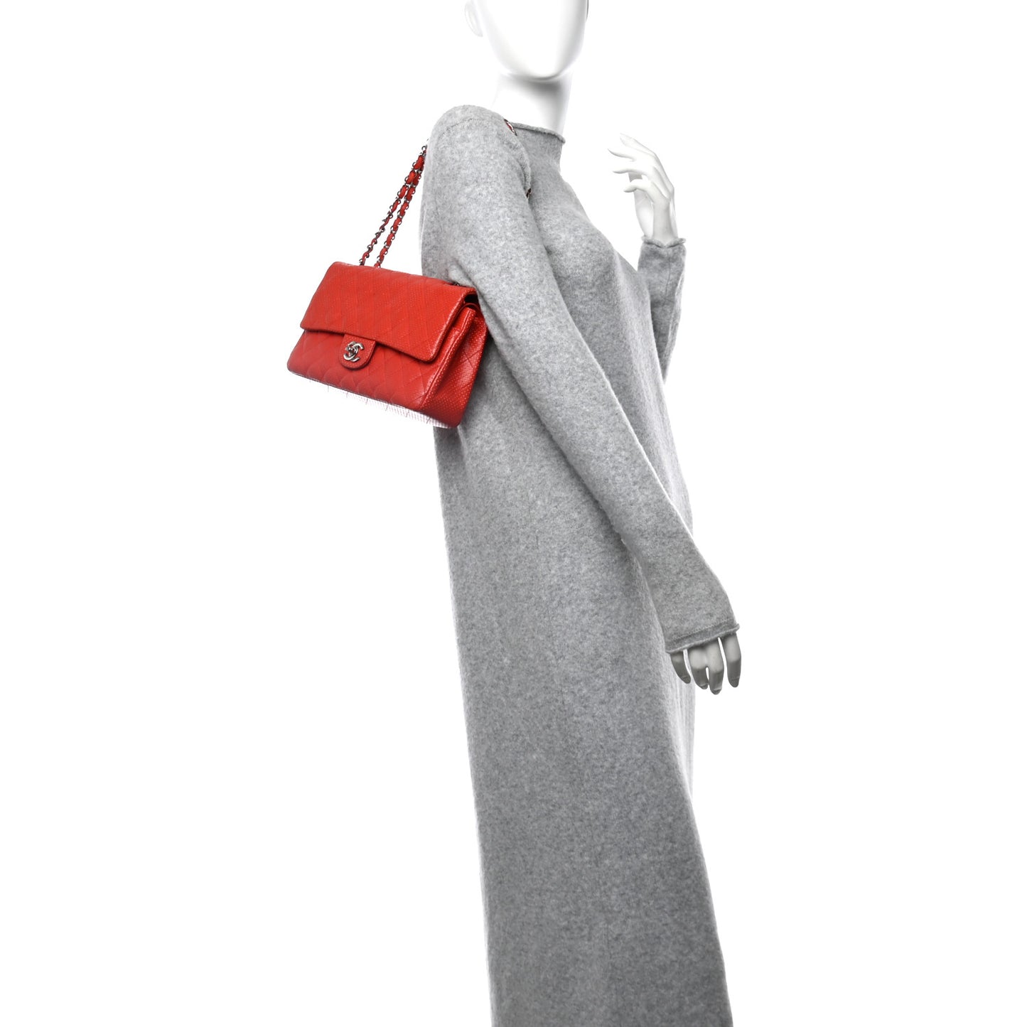 Lambskin Perforated Medium Double Flap Red