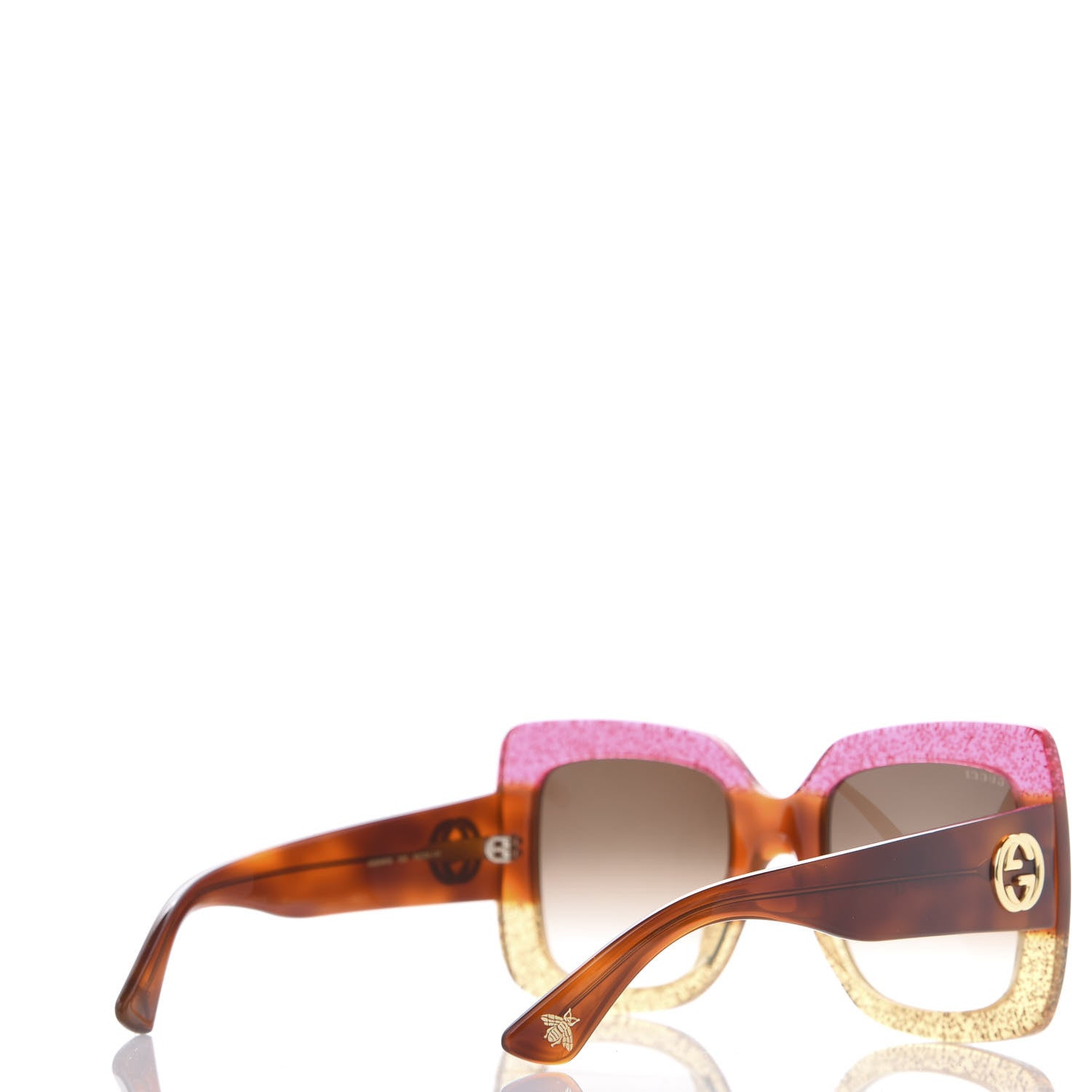 Gucci Square Frame GG0083S Sunglasses Glitter Pink Multi 4 of 8