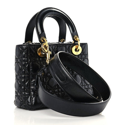 Christian Dior Crinkled Patent Cannage Small Lucky Badges My Lady Dior Black 3 of 15