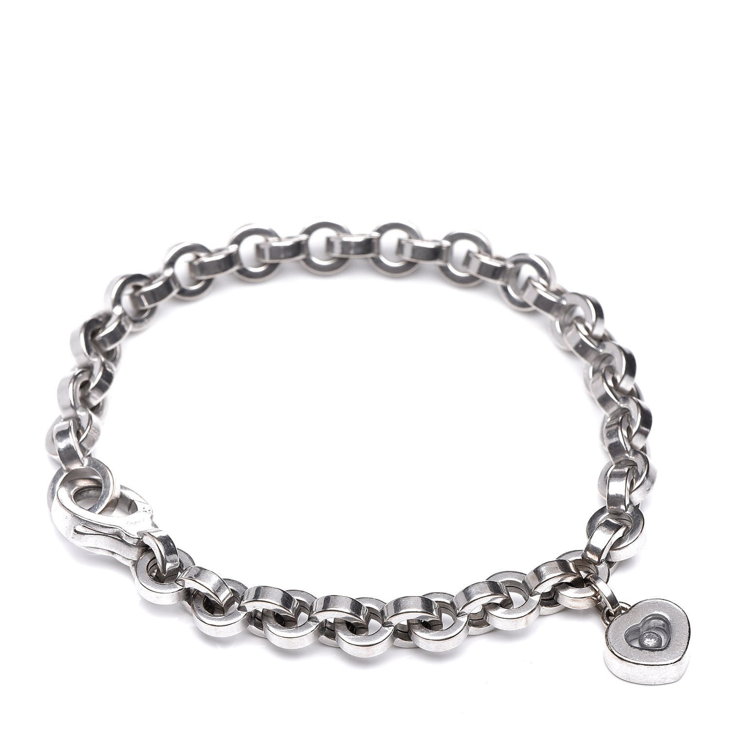 18K White Gold Happy Diamond Icons Heart Charm Bracelet