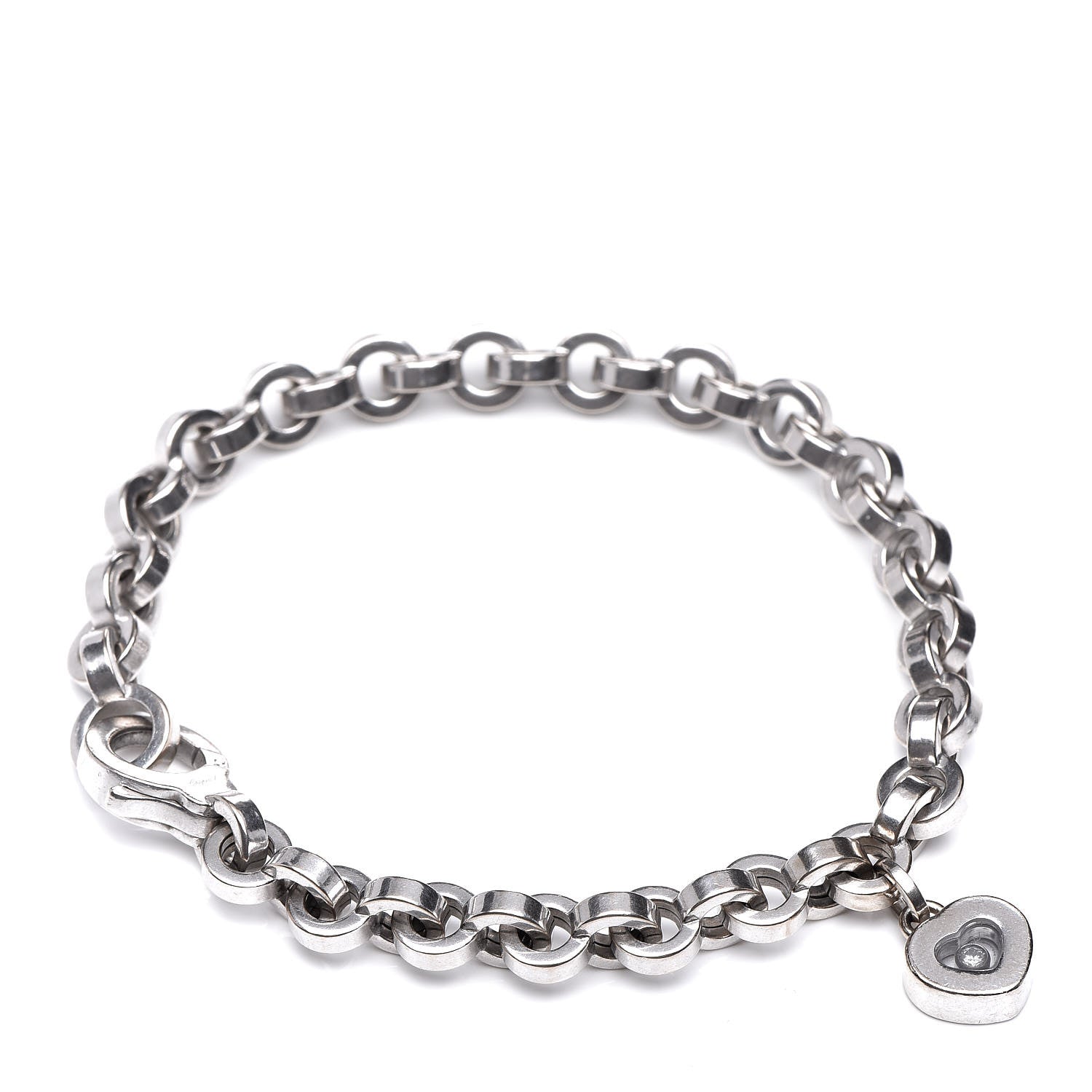 Chopard 18K White Gold Happy Diamond Icons Heart Charm Bracelet 1 of 5