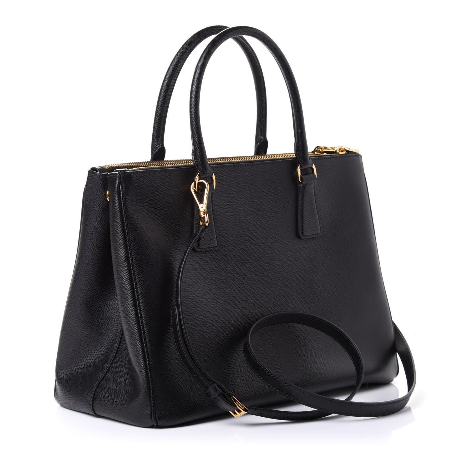 Saffiano Medium Galleria Double Zip Tote Black