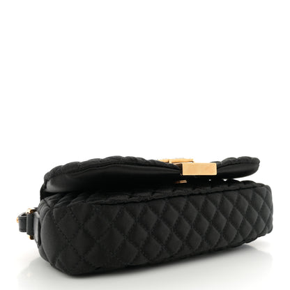 Versace Satin Crystal Quilted Mini Greca Goddess Shoulder Bag Black 4 of 10