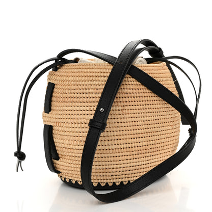 Loewe X PAULA'S IBIZA Raffia Calfskin Beehive Basket Tote Bag Natural Black 3 of 10