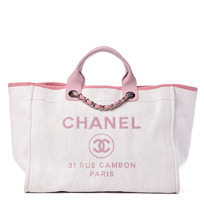 Chanel Canvas Medium Deauville Tote Pink 1 of 11