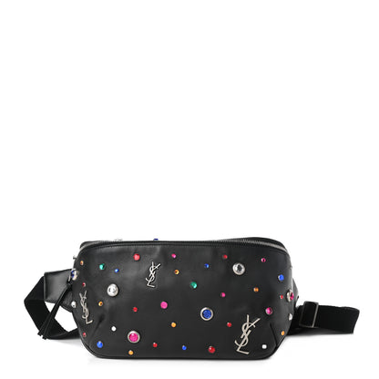 Saint Laurent Calfskin Crystal Embellished Monogram Belt Bag Black 1 of 10