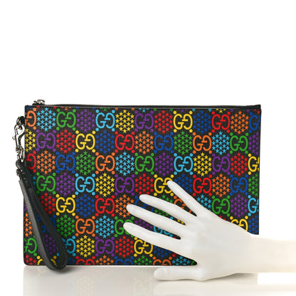 Gucci GG Supreme Monogram Psychedelic Zip Wristlet Pouch Black Multicolor 2 of 8