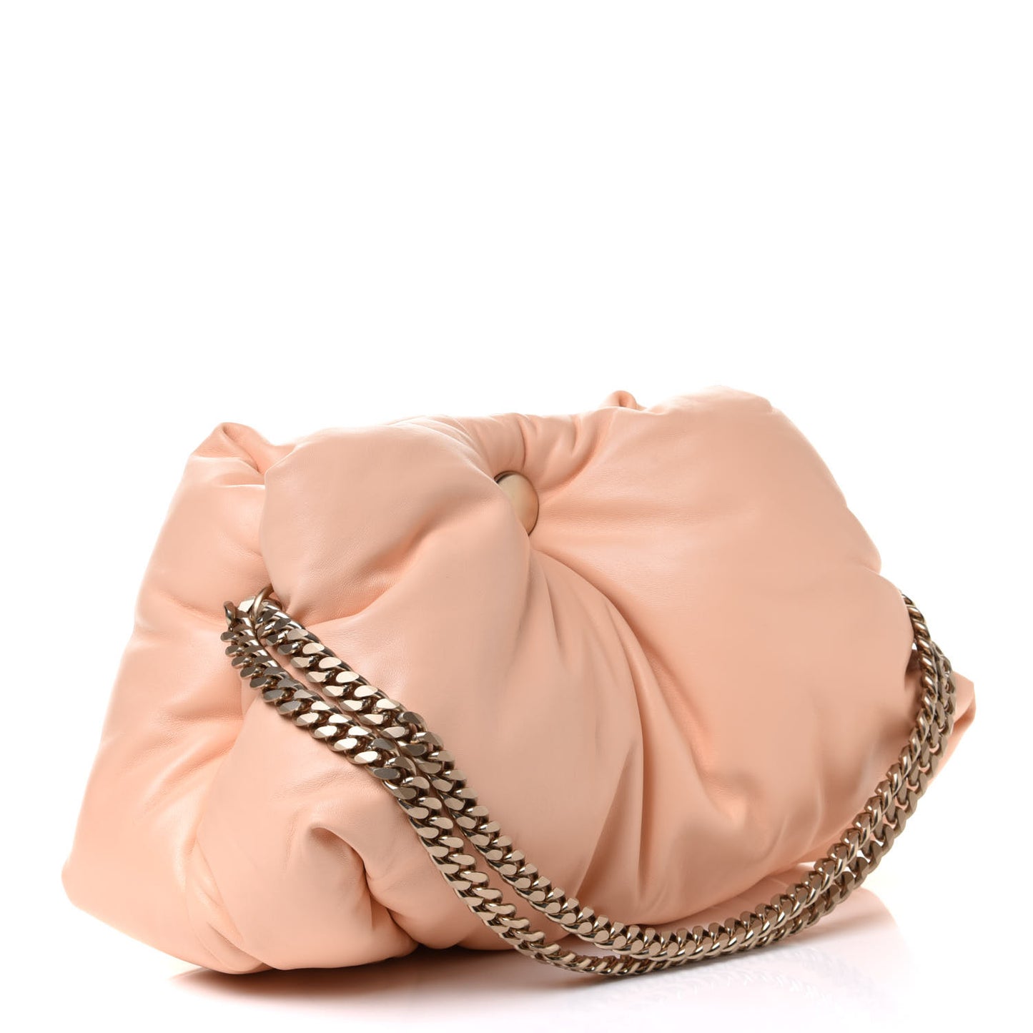 Lambskin Puffy Tobo Chain Shoulder Bag Pink