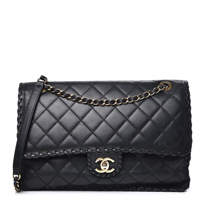 Chanel Suede Calfskin Jumbo Happy Stitch Flap Black 1 of 19