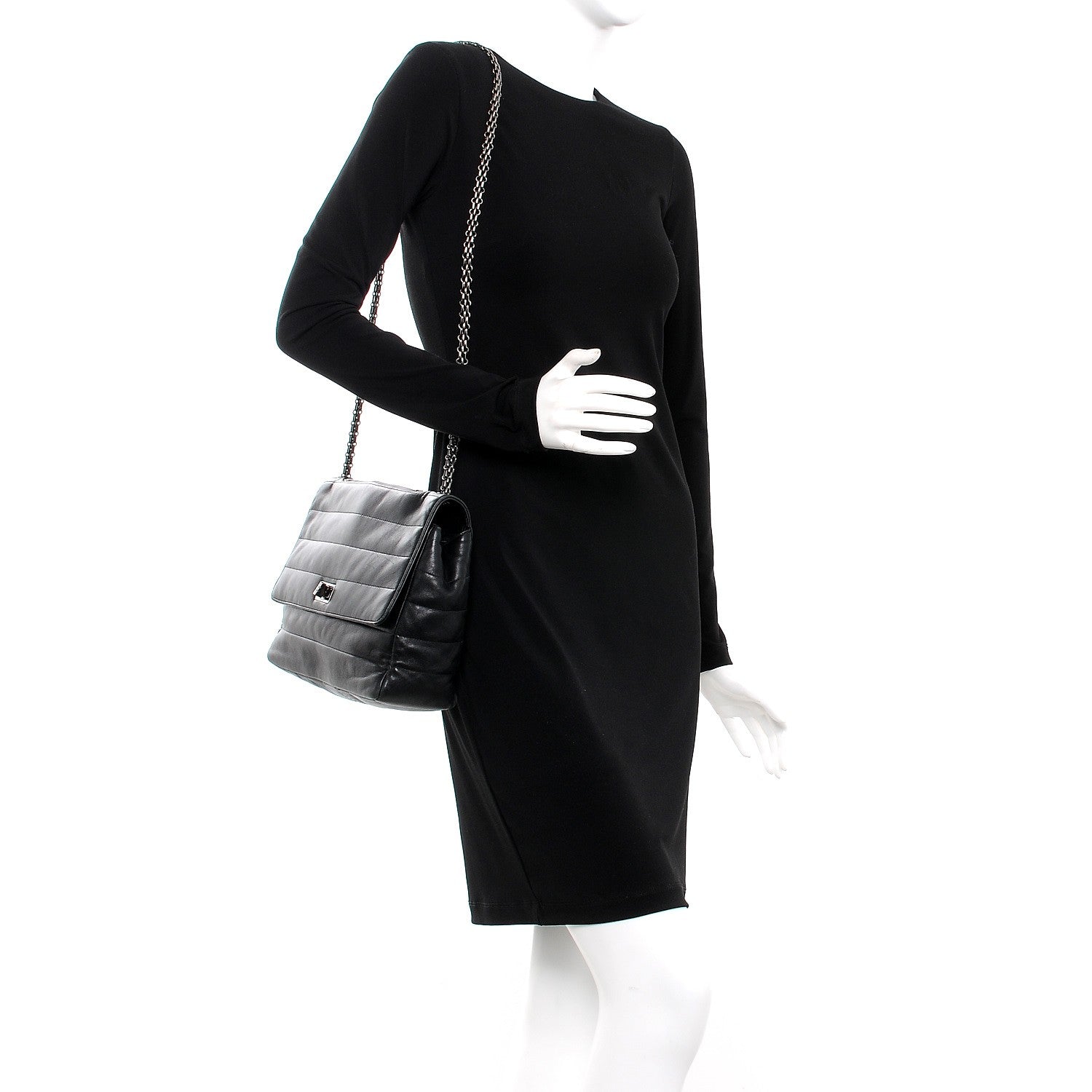 Chanel Lambskin Horizontal Quilt Jumbo Mademoiselle Flap Black 2 of 14