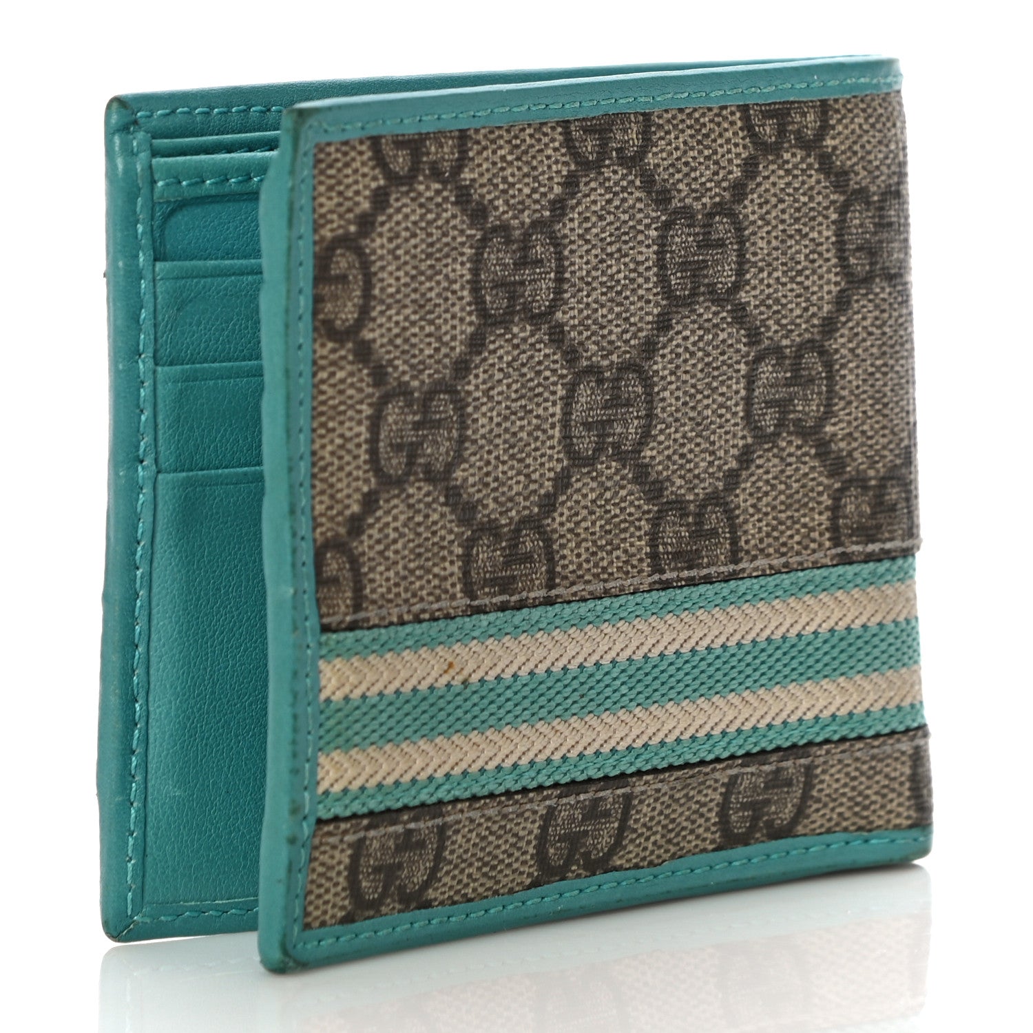 Gucci GG Supreme Monogram Web Bi-Fold Wallet White Blue 3 of 11