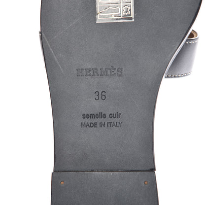 Hermes Box Calfskin Oran Sandals 36 Black 6 of 8