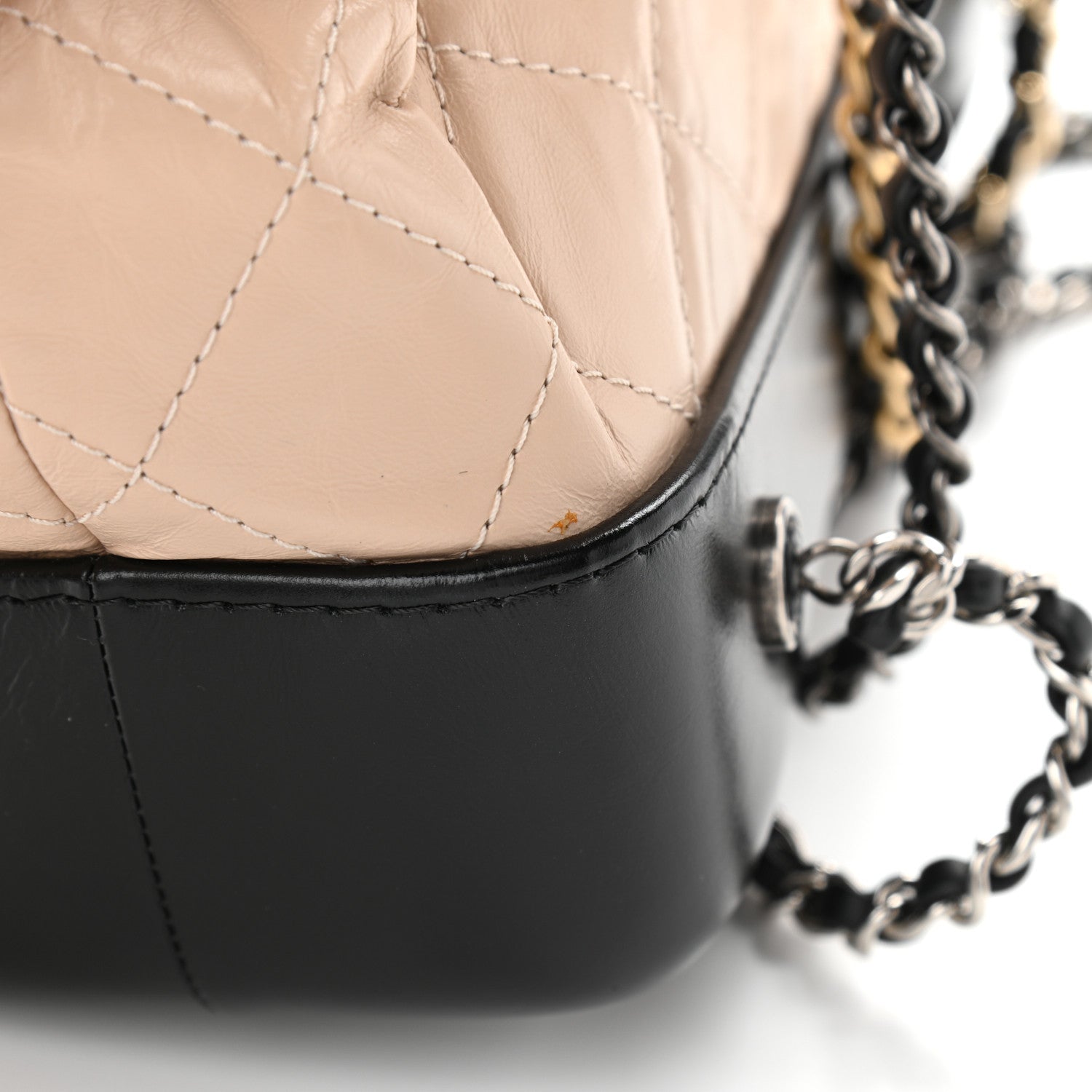 Chanel Aged Calfskin Quilted Small Gabrielle Backpack Beige Black 12 of 14