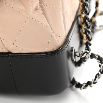Chanel Aged Calfskin Quilted Small Gabrielle Backpack Beige Black 12 of 14