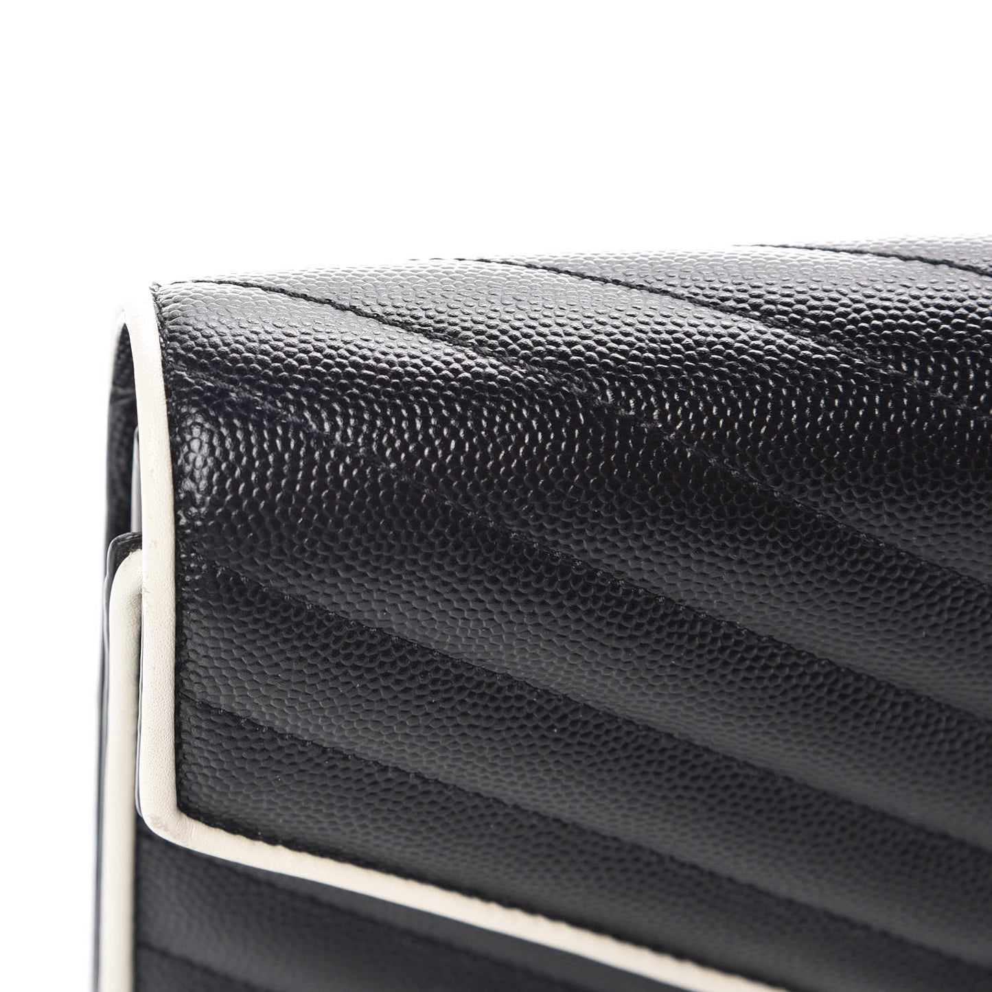 Grain De Poudre Matelasse Chevron Monogram Chain Wallet Black White