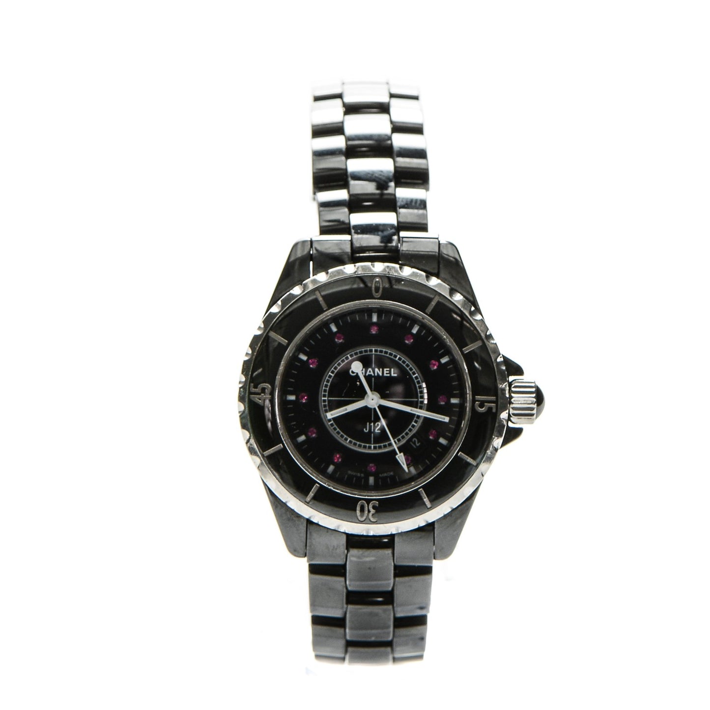 Stainless Steel Ceramic Ruby 33mm J12 Quartz Watch Black