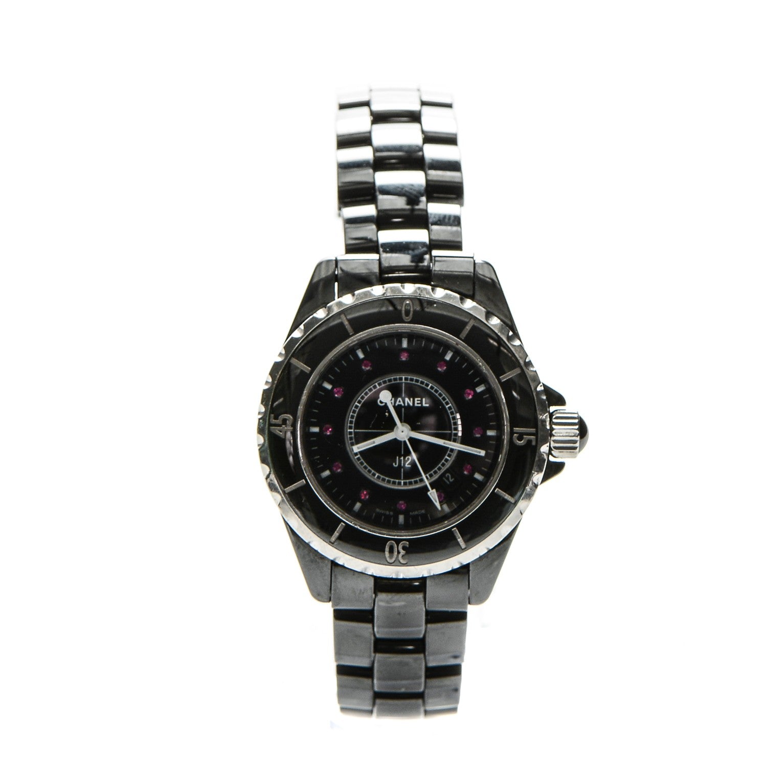 Chanel Stainless Steel Ceramic Ruby 33mm J12 Quartz Watch Black 1 of 7