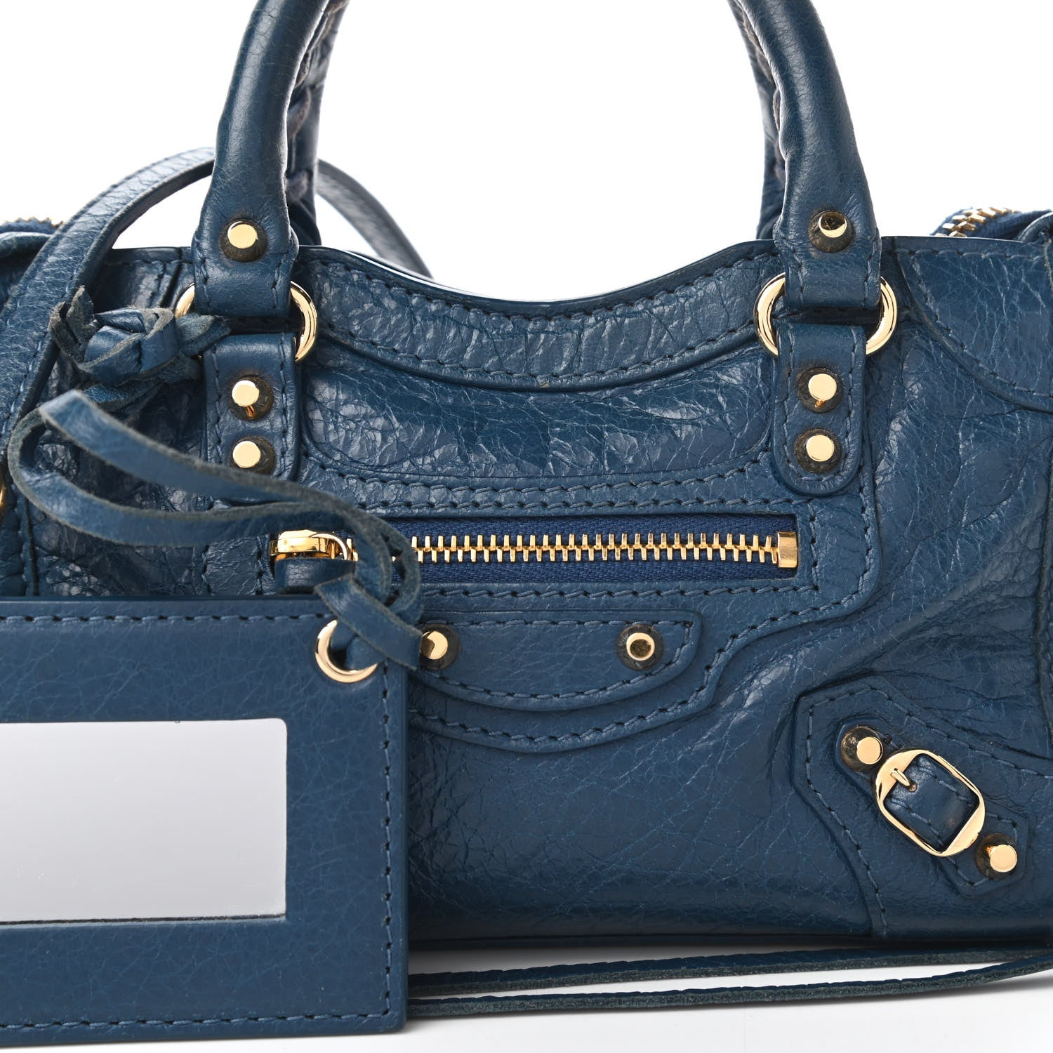 Balenciaga Agneau Classic Gold Hardware Nano City Bleu Profond 10 of 10